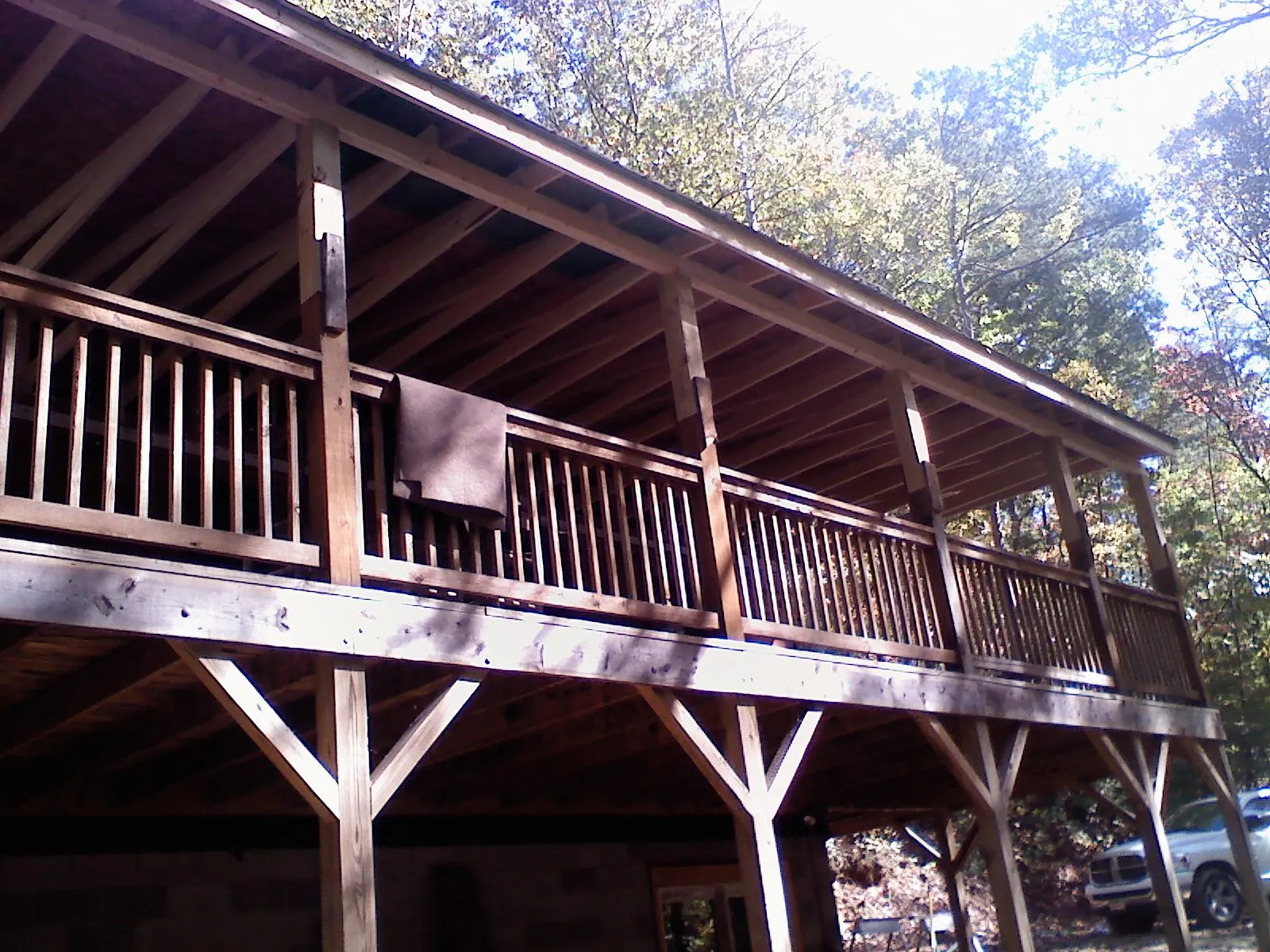 Timber framing under a new elevated porch and deck — Roof Leak Repair in Walkersville by Roofing Brothers
